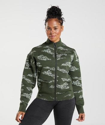 Kurtka Damskie Gymshark Adapt Camo Seamless Track Oliwkowe Zielone | PL 2769GSO